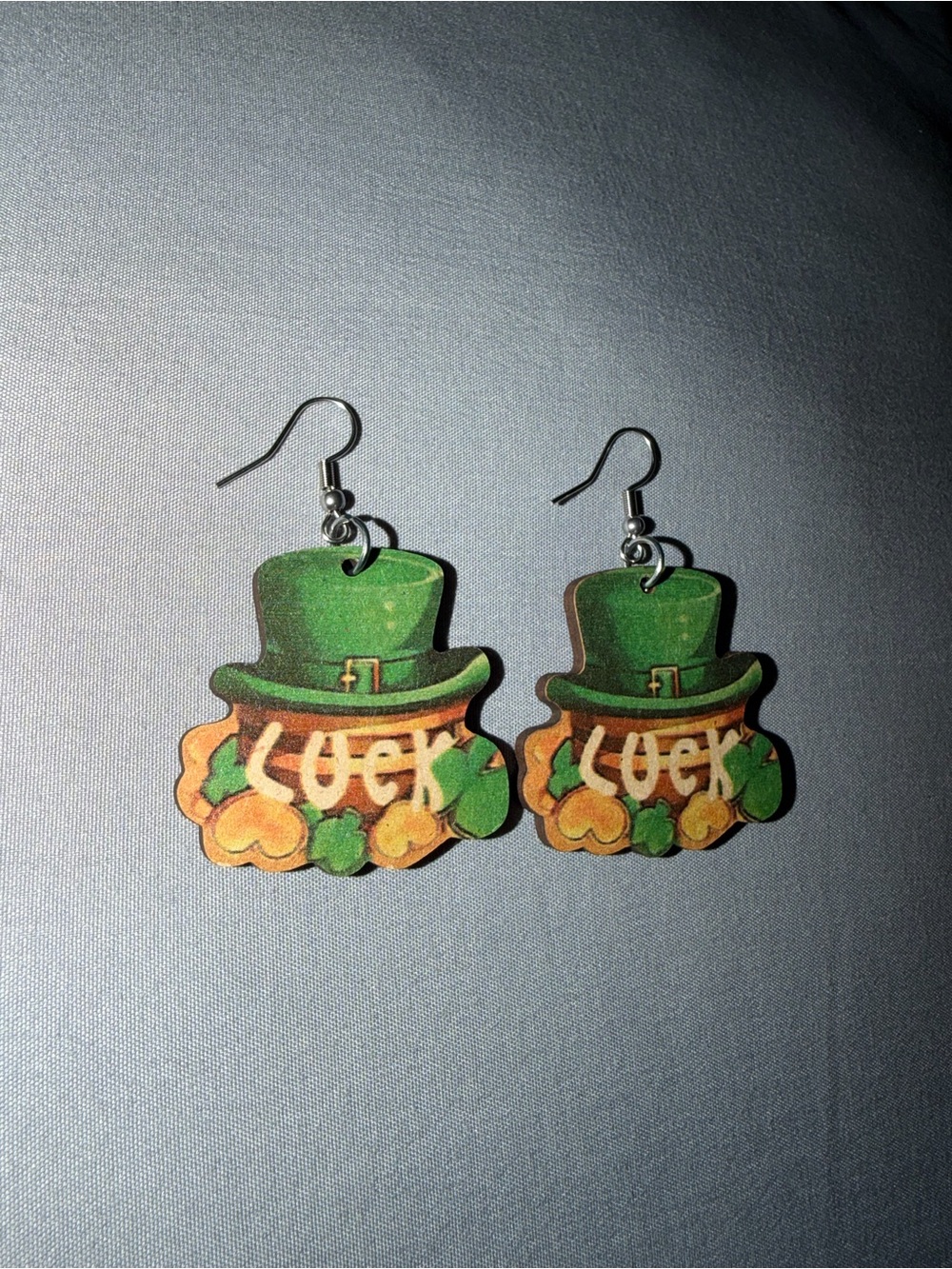 Luck Leprechaun Hat Green Gold Orange Vintage St. Patrick’s Day Earrings